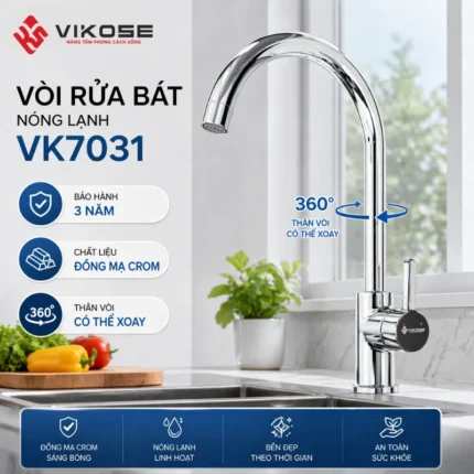 VÒI RỬA BÁT NÓNG LẠNH GẮN CHẬU VIKOSE VK7031