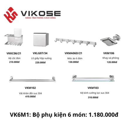 Bộ phụ kiện phòng tắm 6 món VK6M1NEW