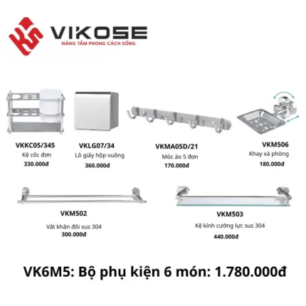 Bộ phụ kiện phòng tắm 6 món VK6M5